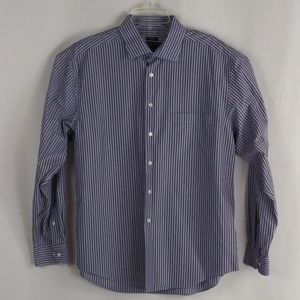 Pronto Uomo blue stripe button shirt men size XL.